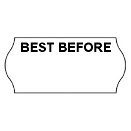 26x12 CT4 White printed black "Best Before" Labels, permanent adhesive. (15k/10 Reels)