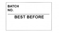 26x16 CT7 White printed black "Batch No/Best Before" labels, permanent adhesive (12k/10 reels).