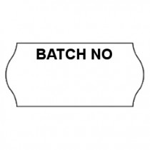 26x12 CT4 White printed black "Batch No" labels, permanent adhesive. (45k/30 Reels)