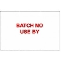 26x16 CT7 White printed red "Batch No/Use By" labels, permanent adhesive (36k/30 reels).