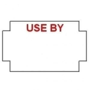 Genuine Sato/Nor B white printed red "Use By" labels, freezer adhesive. (45k/36 reels) 