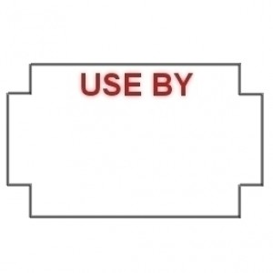 Genuine Sato/Nor B white printed red "Use By" labels, freezer adhesive. (45k/36 reels) 