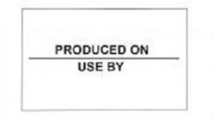 26x16 CT7 White printed black "Produced On/Use By" labels, permanent adhesive. (12k/10 reels).